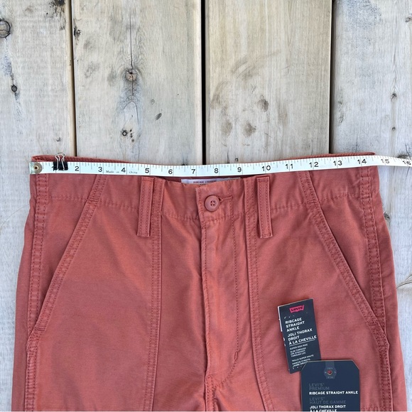 Levi’s Ribcage Straight Ankle Cropped Pant Clay Rust Coral - Picture 10 of 16